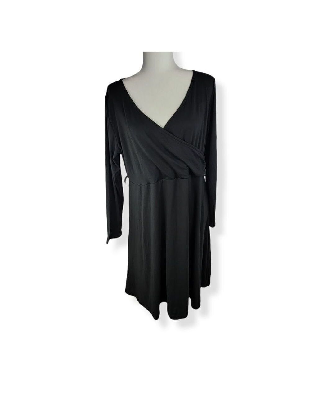 24Seven Black Wrap Dress 1X